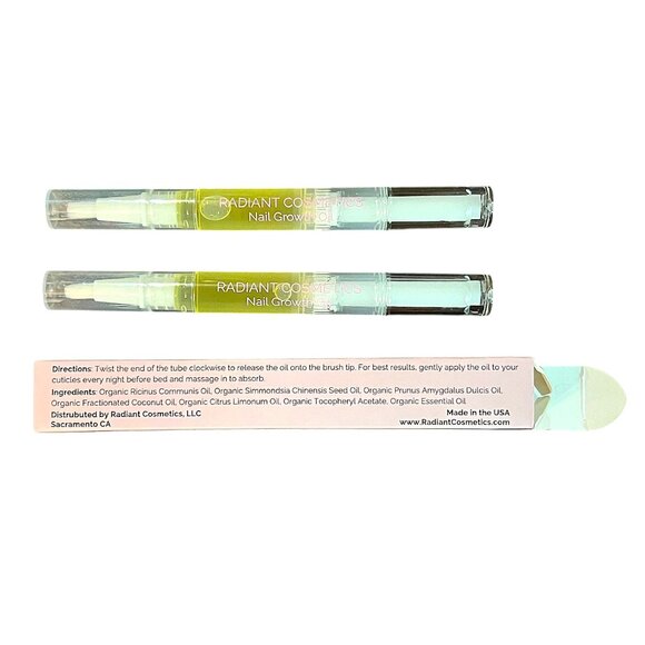 NWOT 2 Boxes of Radiant Cosmetics Organic Nail Growth Oil, .10 oz/3 ml each - Picture 2 of 2
